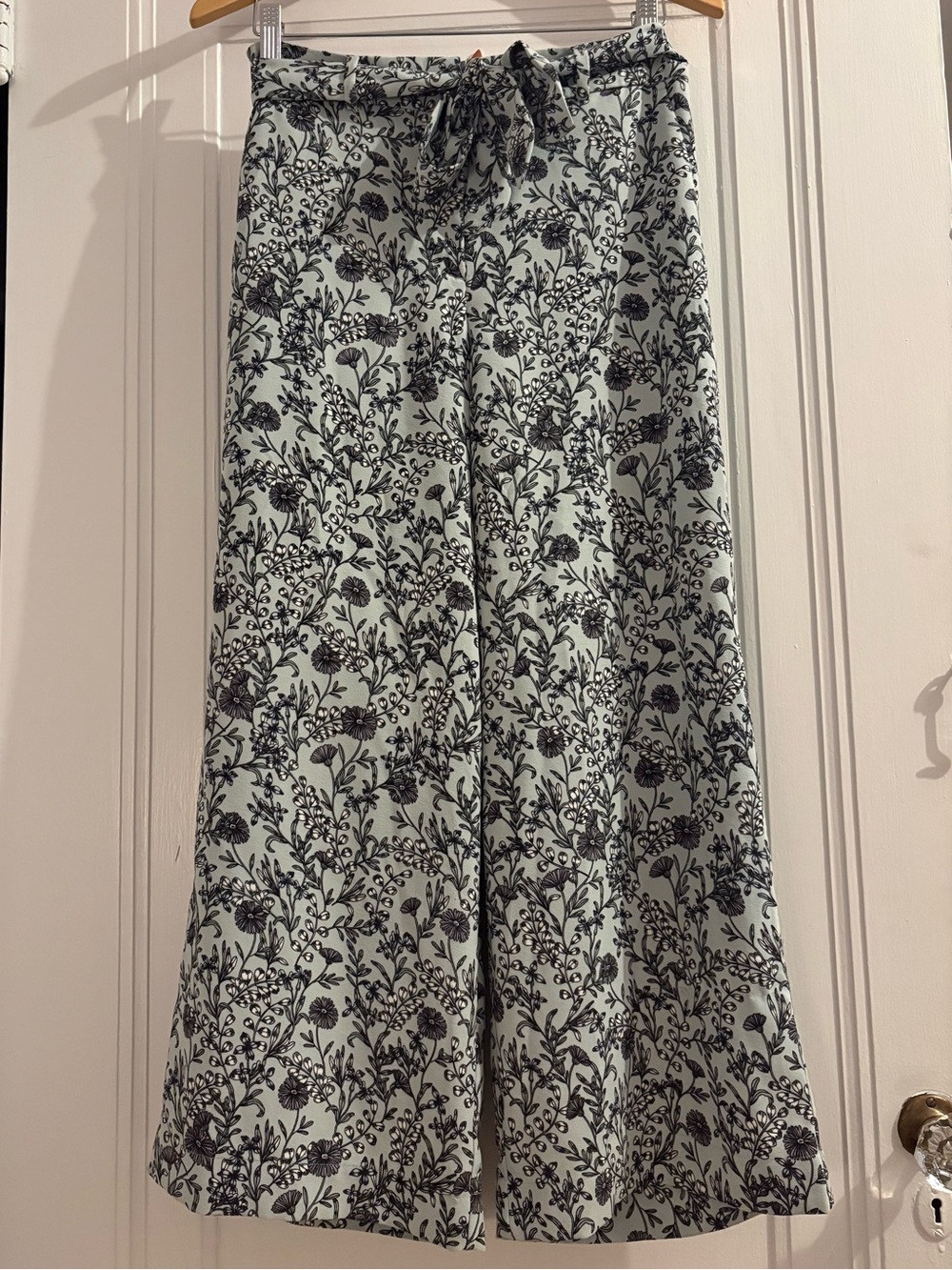 LOFT Mint Green Floral Wide-Leg Jumpsuit Pants